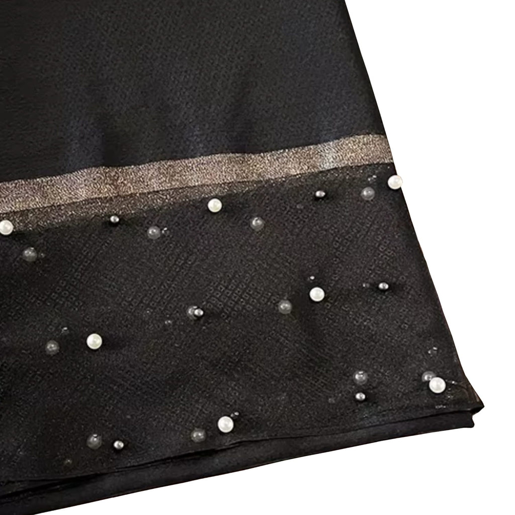 Szalik Damski, Model: RS001-2//T22//1, Kolor: czarny, Skład materiału: 60% Jedwab; 40% Poliester, Przeznaczenie: Wielosezonowe, Wymiary(długość/szerokość): 190cm/75cm (Szalik Damski, zdjęcie 4)