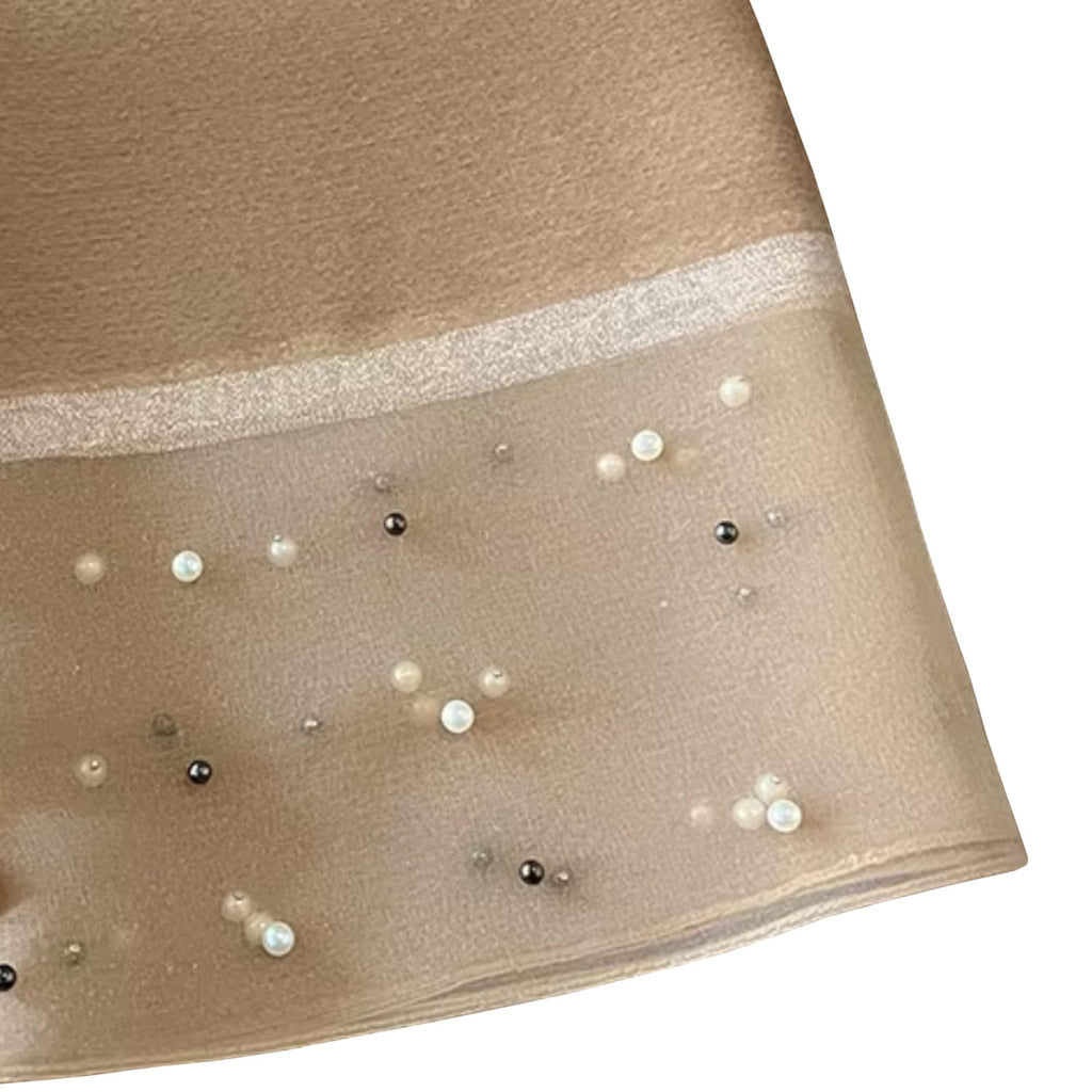 Szalik Damski, Model: RS001-15//T22//1, Kolor: beżowy, Skład materiału: 60% Jedwab; 40% Poliester, Przeznaczenie: Wielosezonowe, Wymiary(długość/szerokość): 190cm/75cm (Szalik Damski, zdjęcie 8)