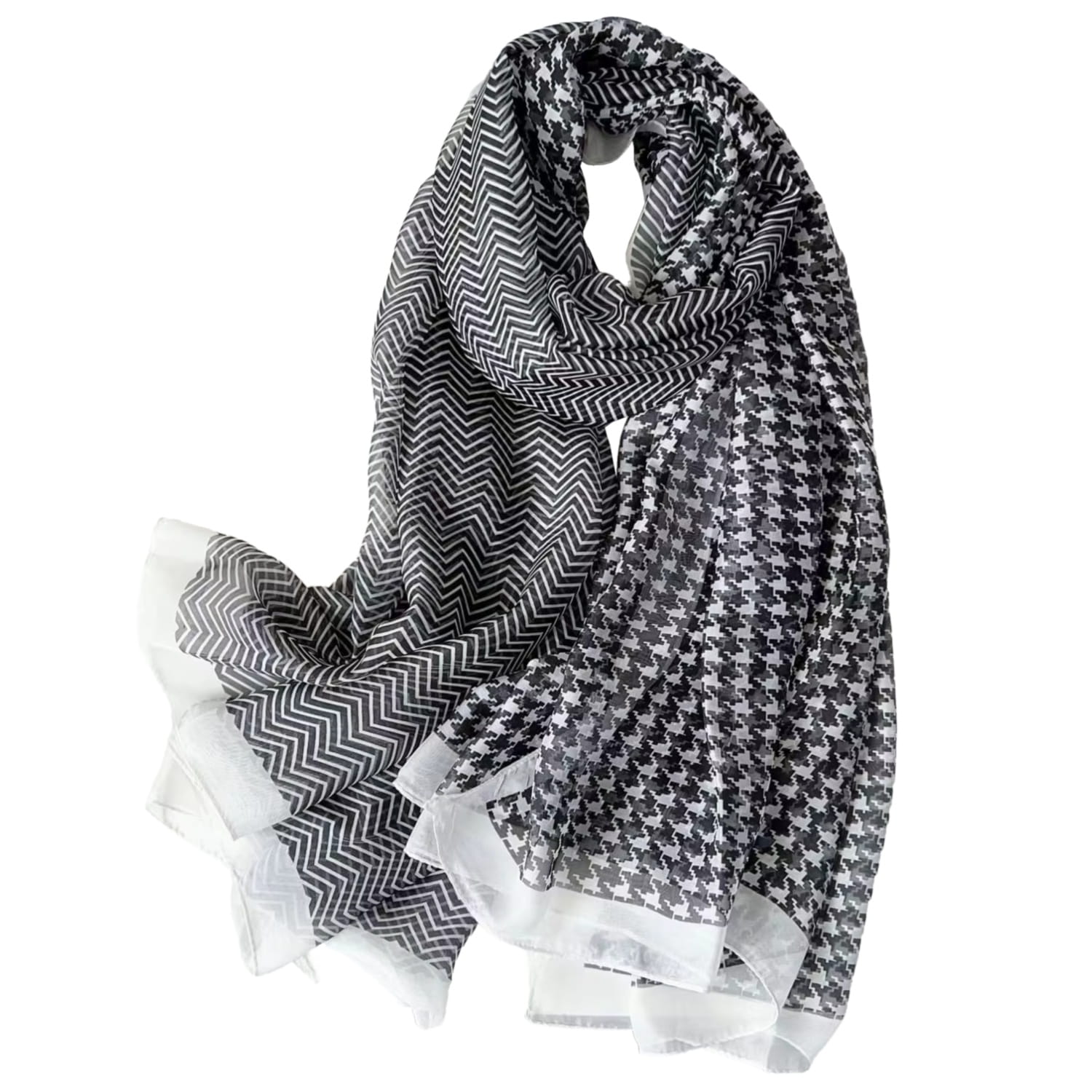 Szalik Damski, Model: YY121-2//T23//2, Kolor: czarny, Skład materiału: 100% Poliester, Przeznaczenie: Wielosezonowe, Wymiary(długość/szerokość): 190cm/135cm (Szalik Damski, zdjęcie 4)