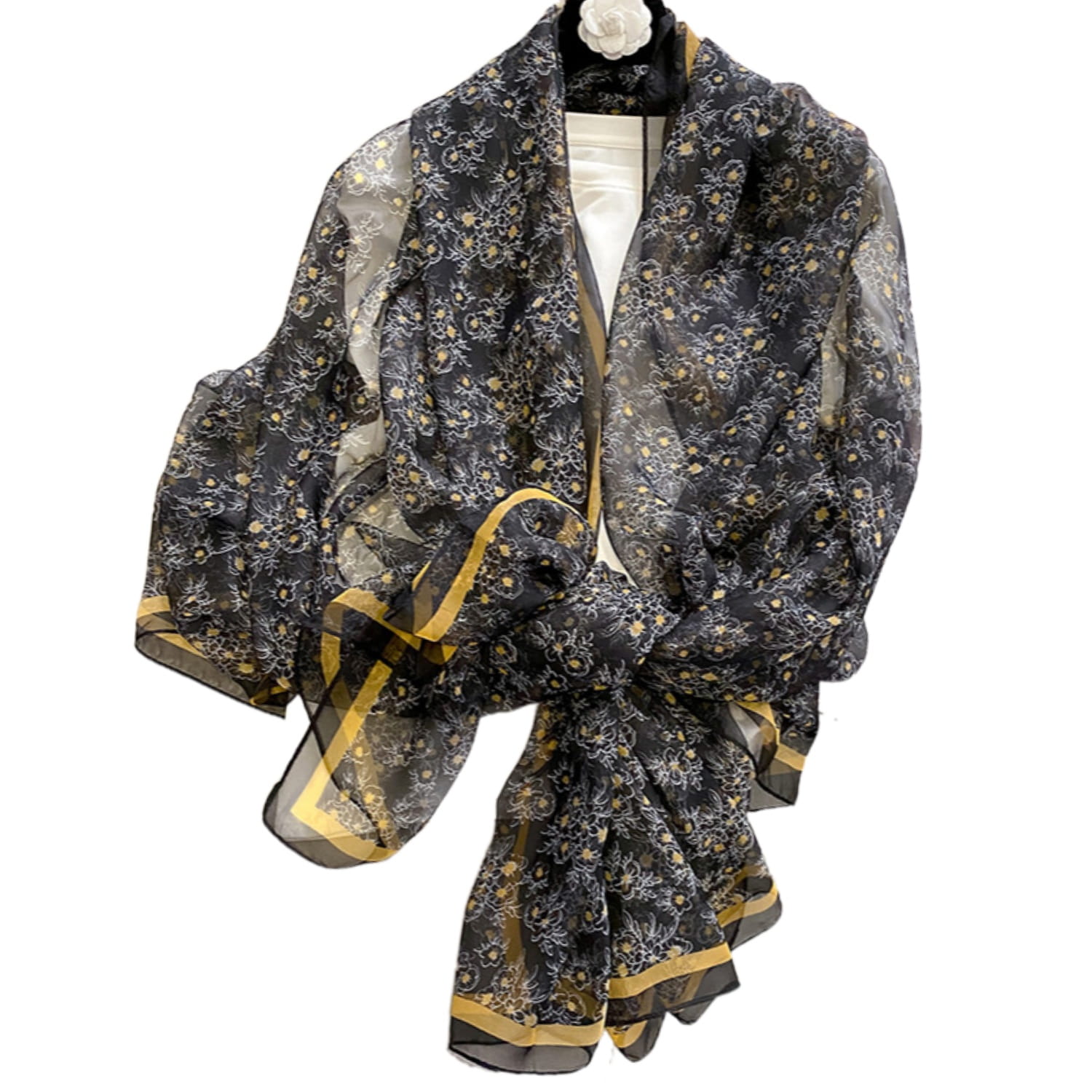 Szalik Damski, Model: YY008//T23//2, Kolor: czarny, Skład materiału: 100% Poliester, Przeznaczenie: Wielosezonowe, Wymiary(długość/szerokość): 190cm/135cm (Szalik Damski, zdjęcie 3)