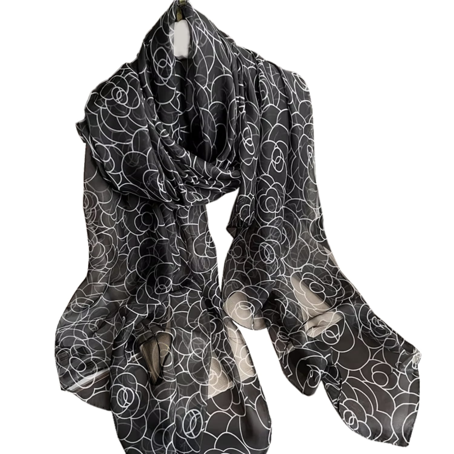 Szalik Damski, Model: YY010//T23//2, Kolor: czarny, Skład materiału: 100% Poliester, Przeznaczenie: Wielosezonowe, Wymiary(długość/szerokość): 190cm/135cm (Szalik Damski, zdjęcie 4)