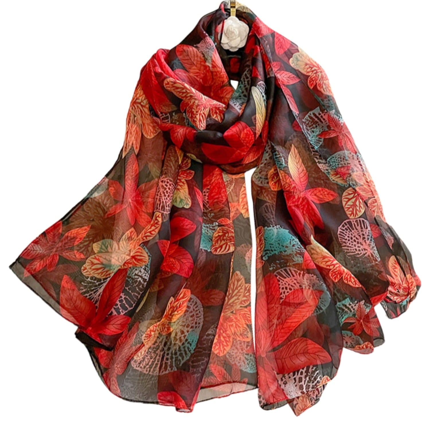 Szalik Damski, Model: YY039//T23//2, Kolor: czerwony, Skład materiału: 100% Poliester, Przeznaczenie: Wielosezonowe, Wymiary(długość/szerokość): 190cm/135cm (Szalik Damski, zdjęcie 7)