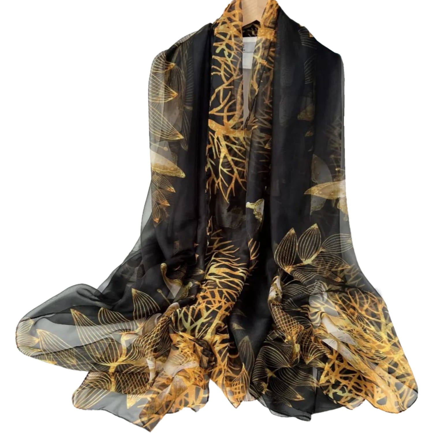 Szalik Damski, Model: YY148//T23//2, Kolor: czarny, Skład materiału: 100% Poliester, Przeznaczenie: Wielosezonowe, Wymiary(długość/szerokość): 190cm/135cm (Szalik Damski, zdjęcie 3)