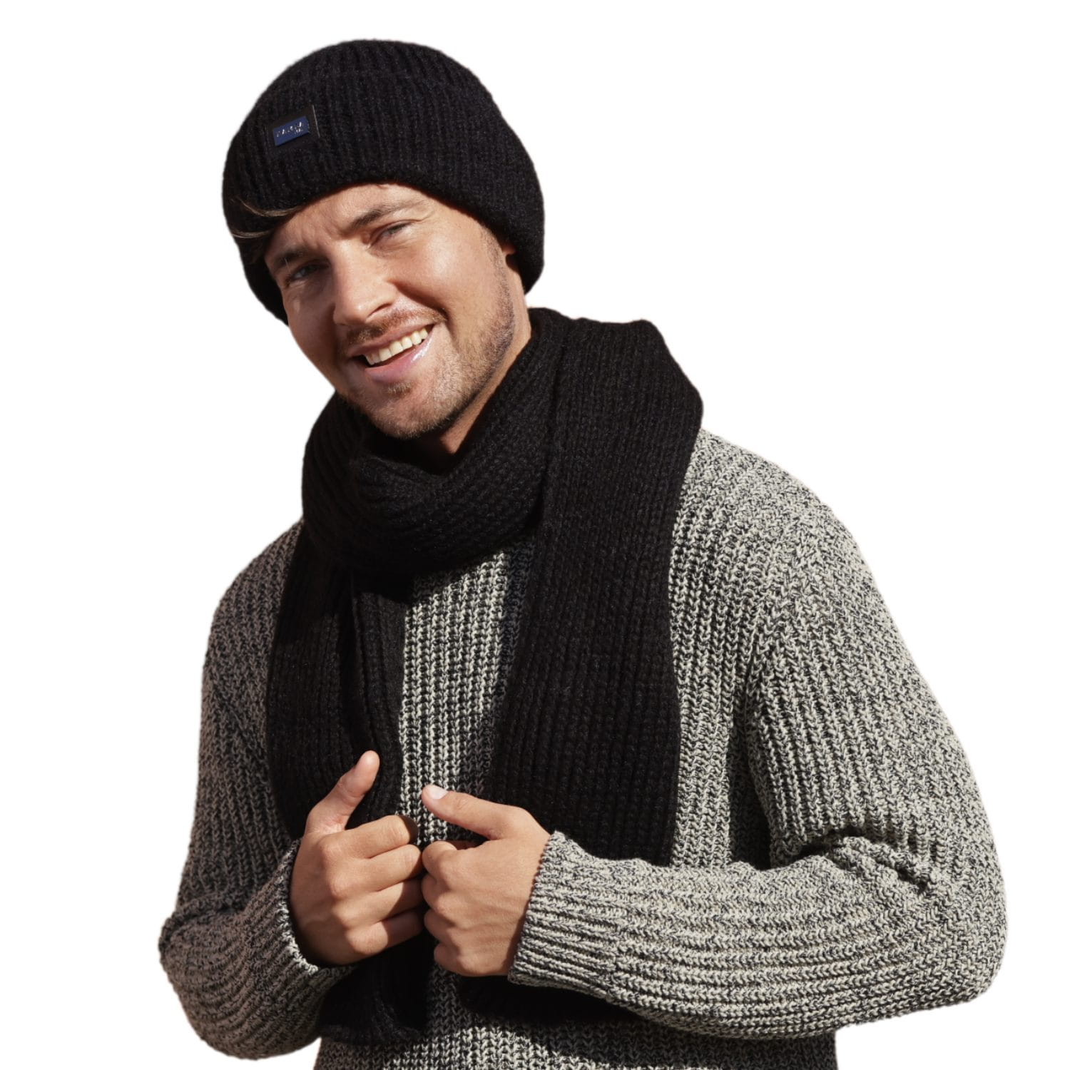 Czapka beanie bez podszewki i szalik w jednolitym ściągaczu, idealne na jesień i zimę | KAMEA | Spironik.pl