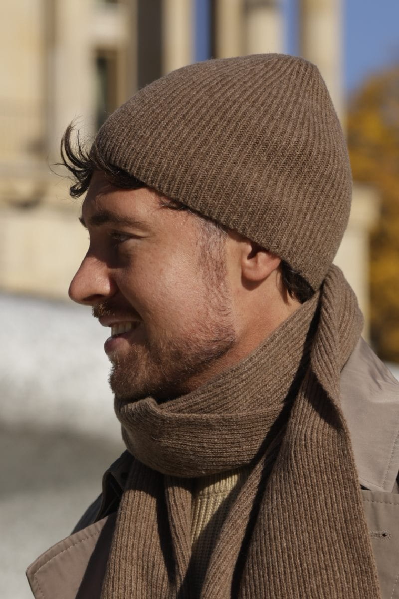 Czapka męska Franko w brązowym kolorze, wykonana z 80% wełny, idealna na jesień i zimę | manufacture | Spironik.pl