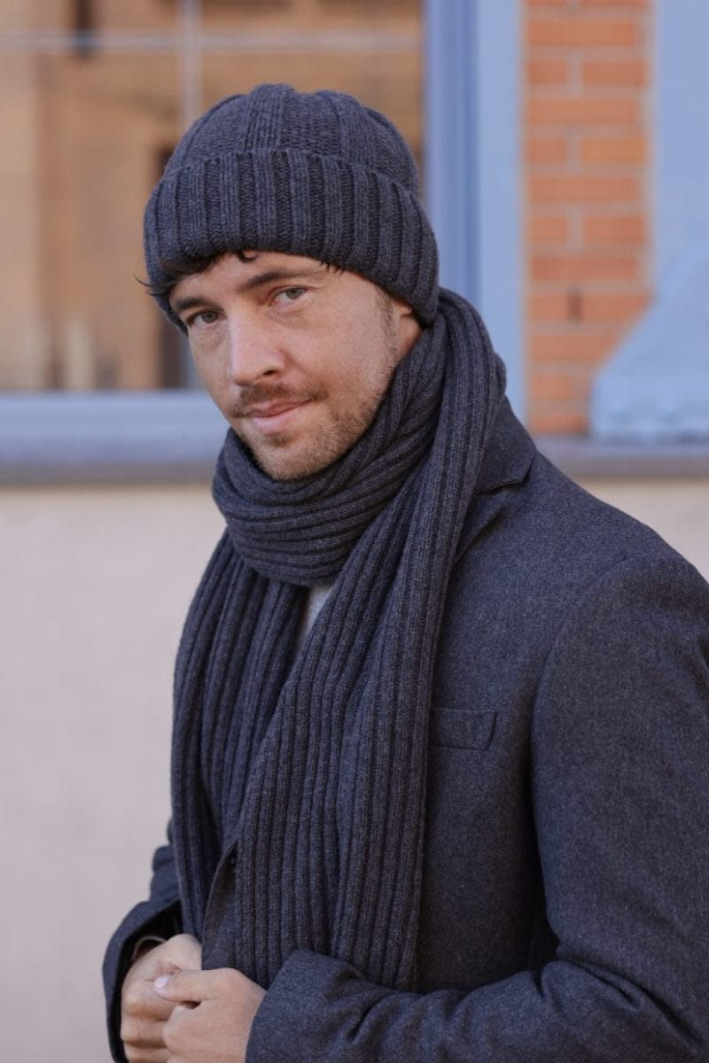 Czapka Męska, Model: BEN, Kolor: grafitowy, Skład materiału: 80% Wełna; 20% Poliamid, Przeznaczenie: Jesień/Zima, Rozmiar: Uniwersalny (54-62) (Czapka Męska, zdjęcie 2)