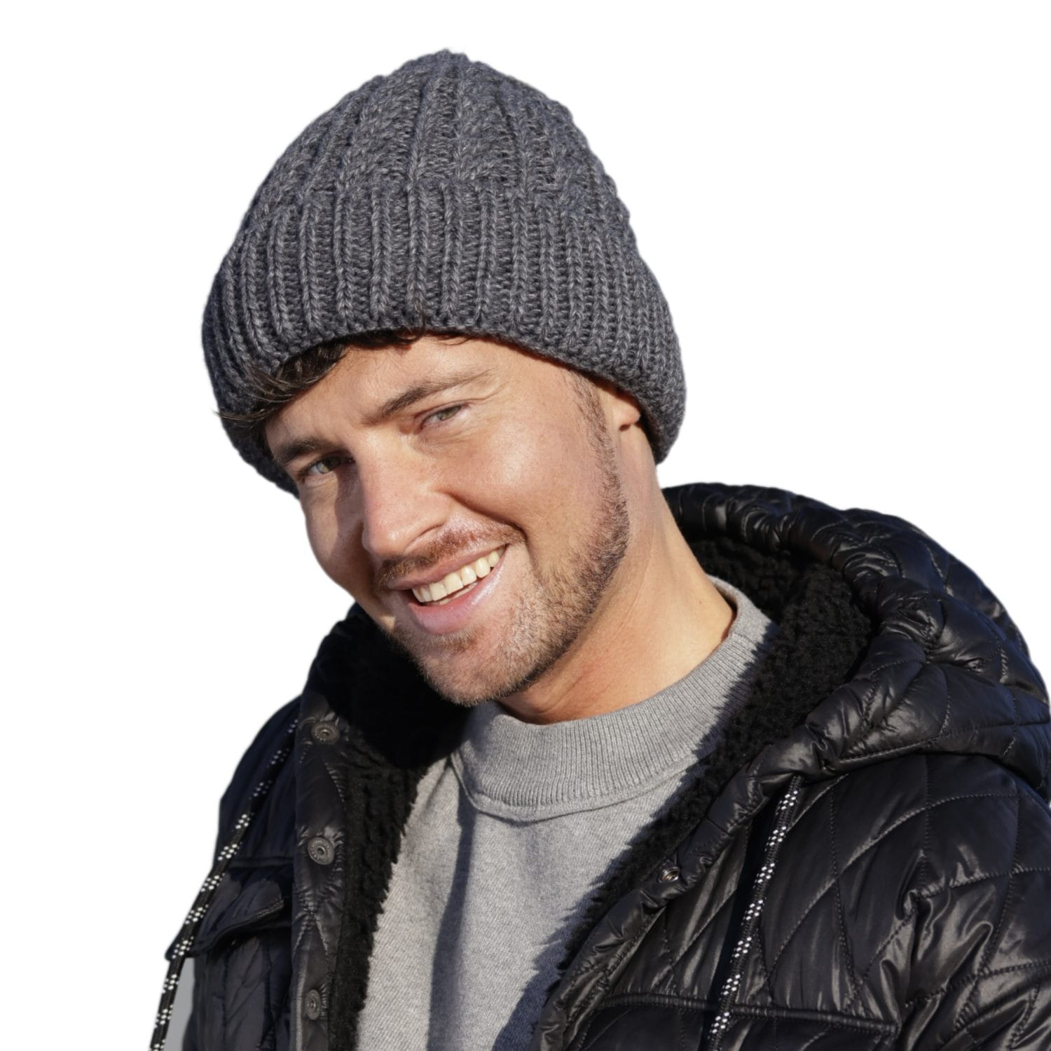 Czapka Męska, Model: Jack, Kolor: szary, Skład materiału: 85% Akryl; 15% Wełna, Przeznaczenie: Jesień/Zima, Rozmiar: Uniwersalny (54-62) (Czapka Męska, zdjęcie 2)