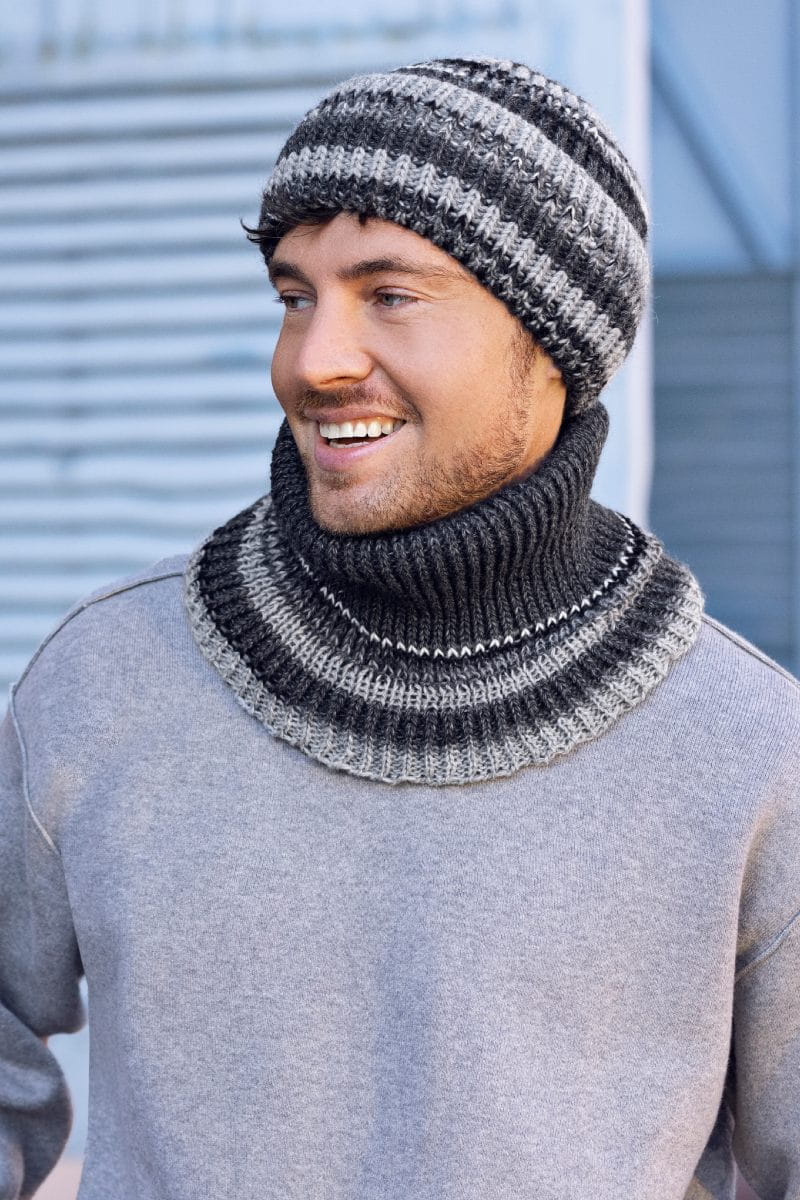 Czapka męska ISU w prążek, wykonana z mieszanki poliakrylu, wełny i alpaki | KAMEA | Spironik.pl