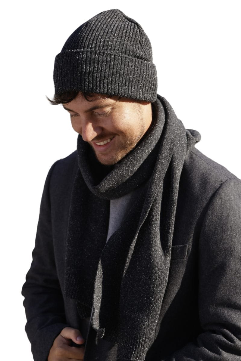 Szalik z kompletu Patrick, grafitowy, o długości 170 cm, wykonany z akrylu, merino i jedwabiu | KAMEA | Spironik.pl