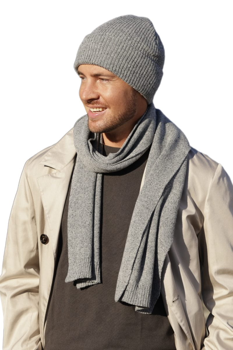 Szalik z kompletu Patrick: dwuwarstwowa dzianina, długość 170 cm, elegancki szary kolor | KAMEA | Spironik.pl