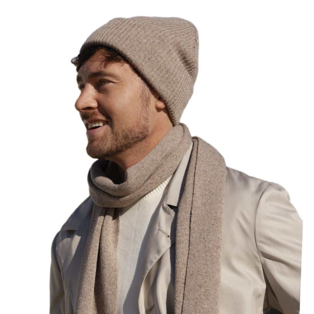 Komplety: czapka + szalik/komin, Model: Patrick, Kolor: niebieski, Skład materiału: 45% Akryl; 37% Wełna Merino; 18% Jedwab, Przeznaczenie: Jesień/Zima, Wymiary(długość/szerokość): 170cm/28cm (Komplety: czapka + szalik/komin, zdjęcie 6)