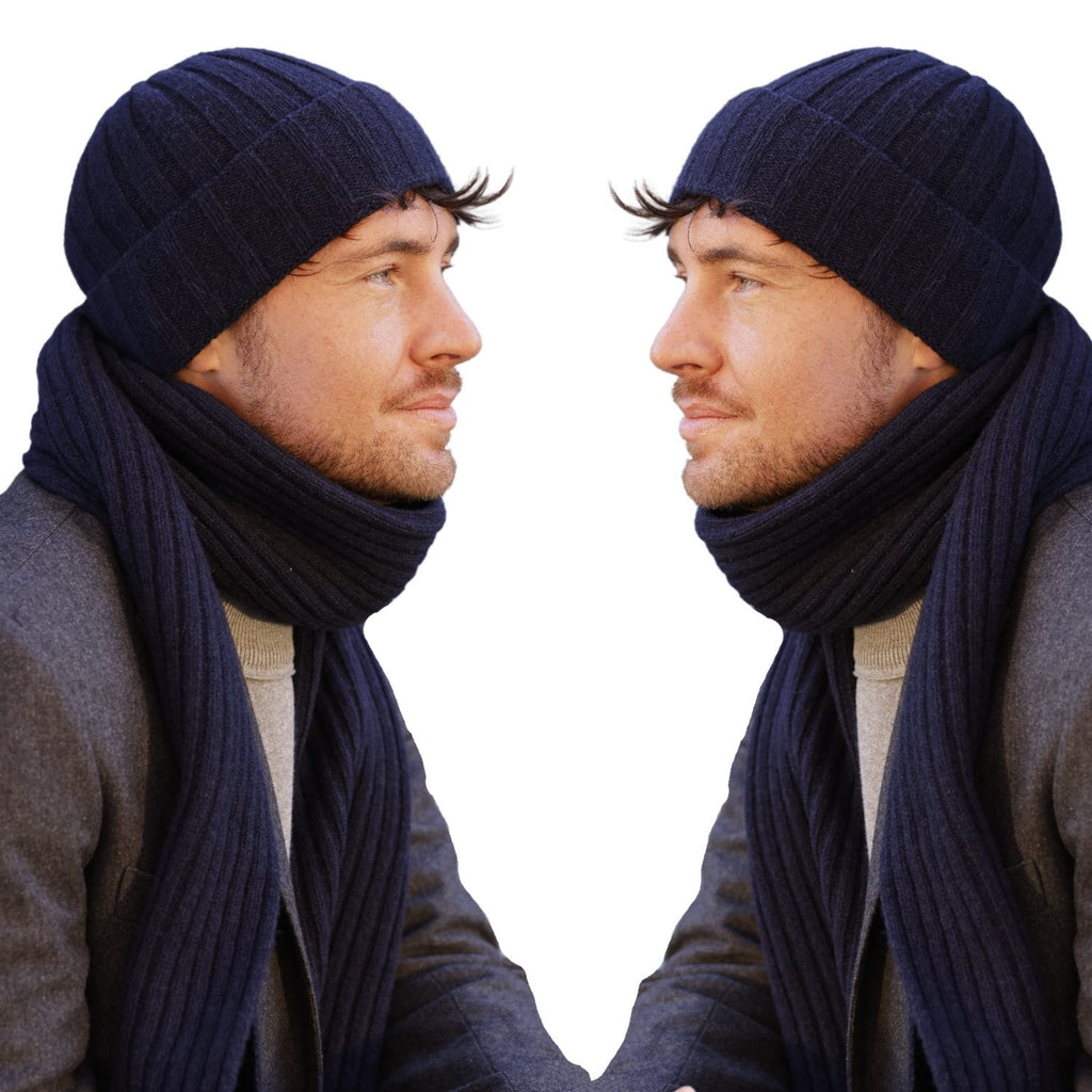 Komplet (Czapka + Szalik), Model: Trevor-Komplet, Kolor: granatowy, Skład materiału: 80% Wełna; 20% Poliamid, Przeznaczenie: Jesień/Zima, Wymiary(długość/szerokość): 165cm/25cm (Komplet (Czapka + Szalik), zdjęcie 5)