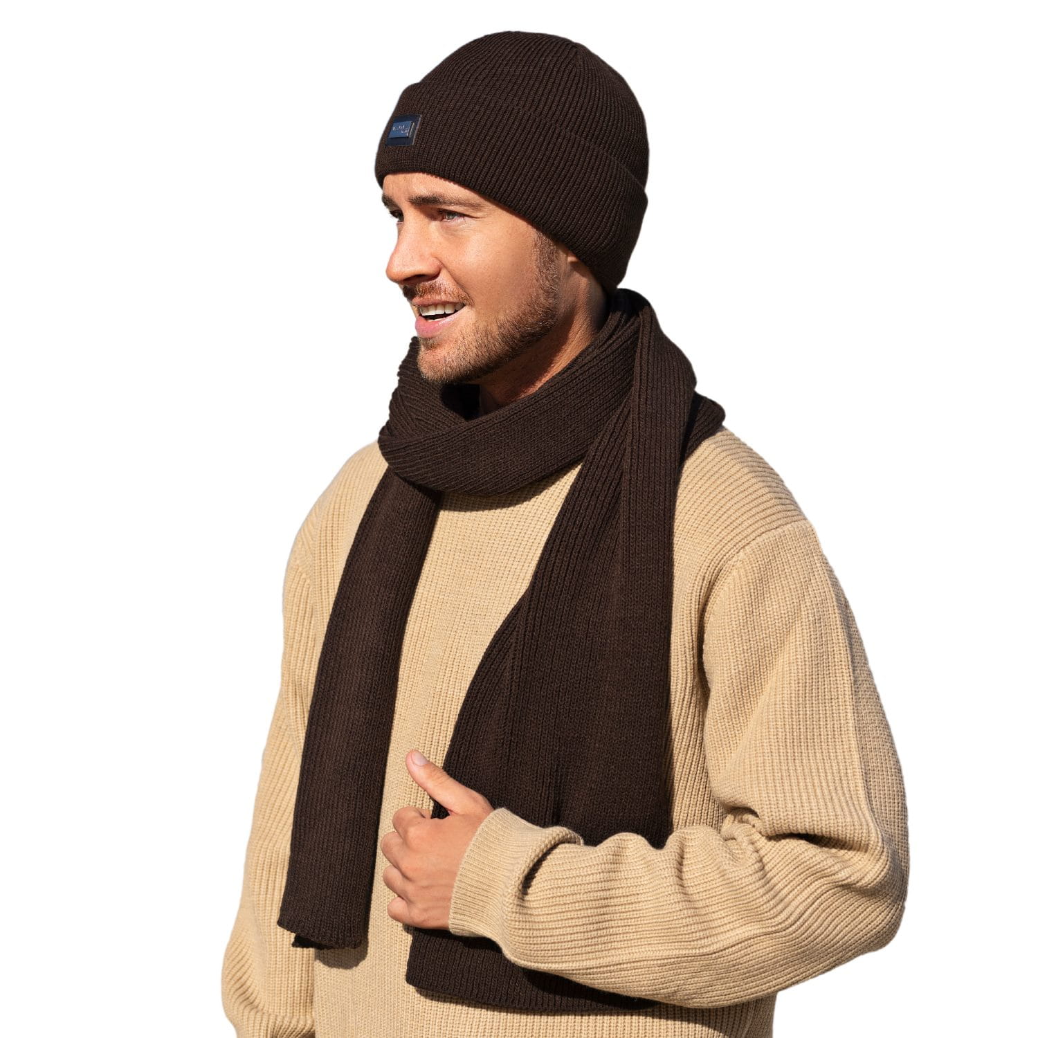 Komplety: čepice + šátek/komin, Model: Oliver-Komplet, Barva: hnědá, Složení materiálu: 100% Akryl, Určení: Podzim/Zima, Rozměry(délka/šířka): 180cm/22cm (Komplety: čepice + šátek/komin, obrázek 4)