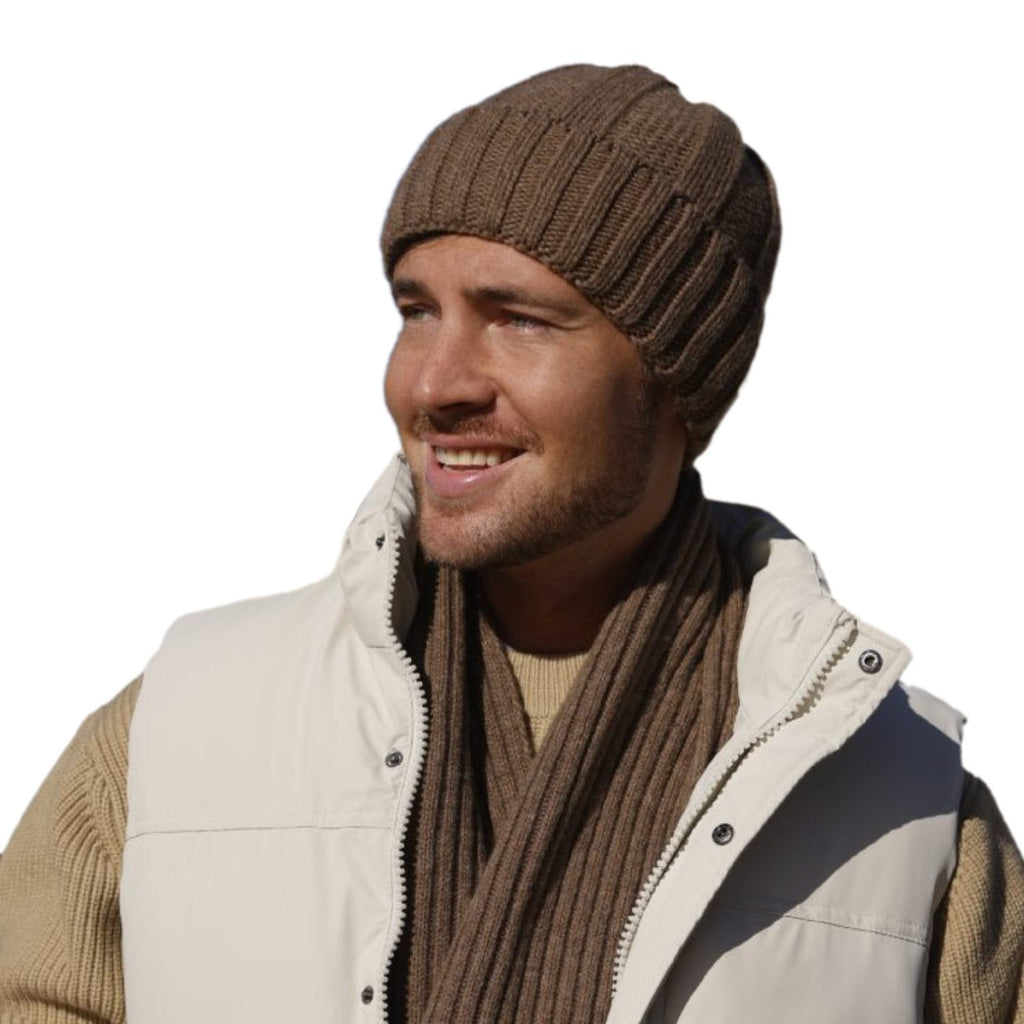 Czapka beanie z mankietem oraz szalik w zestawie, uniwersalny rozmiar 54-62 cm | KAMEA | Spironik.pl