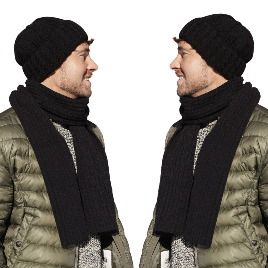 Komplet czapka i szalik BEN w kolorze czarnym, doskonały do stylizacji casualowych i eleganckich | KAMEA | Spironik.pl