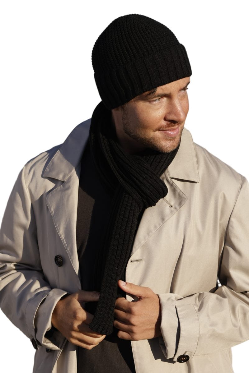 Czapka beanie bez podszewki i prążkowany szalik z 100% akrylu, idealne na jesień i zimę | KAMEA | Spironik.pl