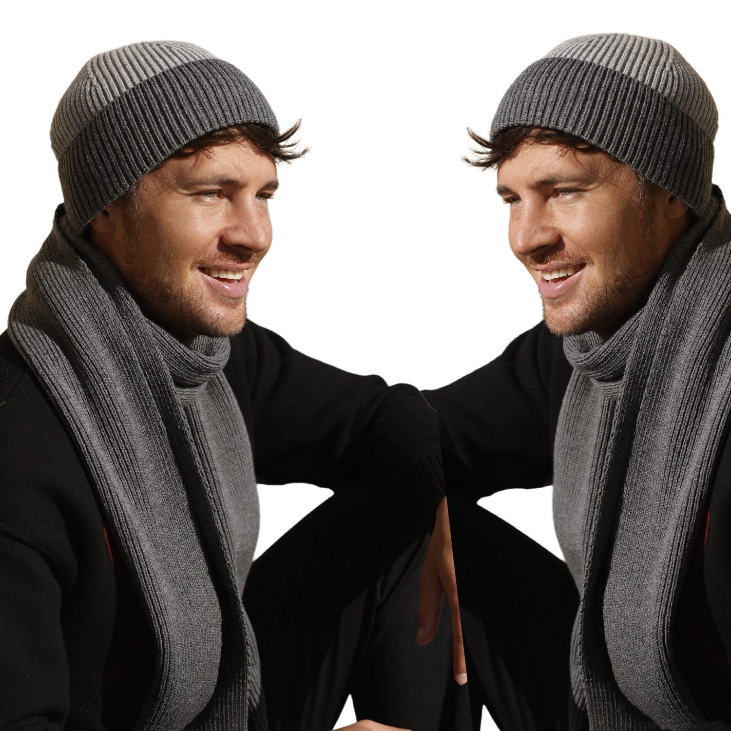 Zestaw męski KAMEA LEON w grafitowym kolorze, prezentujący miękką fakturę akrylu i nowoczesny design | Spironik.pl