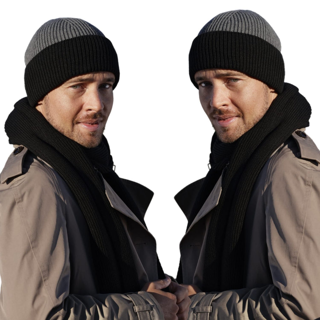 Szalik z kompletu KAMEA LEON, miękki i elastyczny, doskonale dopasowuje się do szyi, w kolorze czarnym i szarym | Spironik.pl