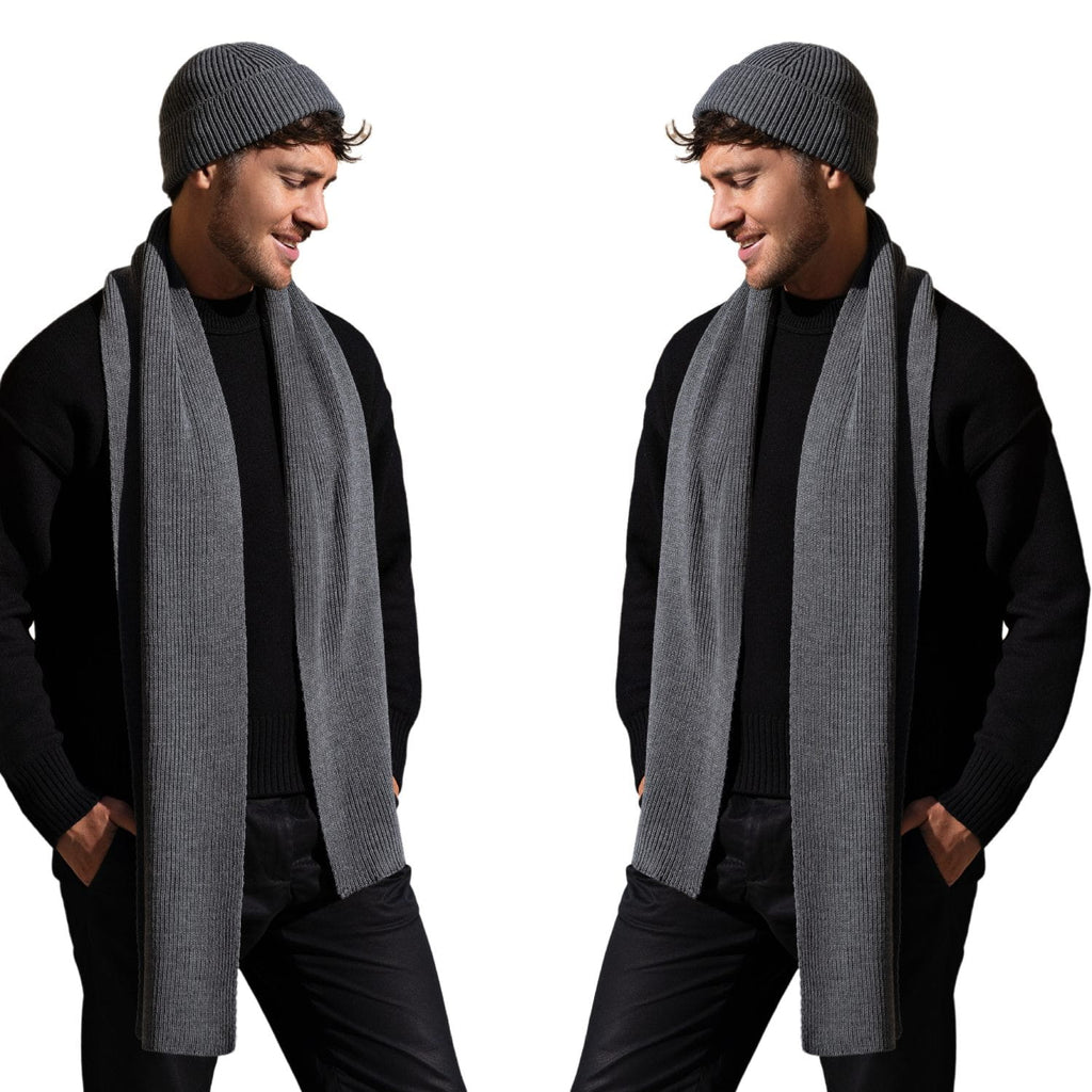 Komplety: czapka + szalik/komin, Model: Karol-Komplet, Kolor: grafitowy, Skład materiału: 100% Akryl, Przeznaczenie: Jesień/Zima, Wymiary(długość/szerokość): 185cm/22cm (Komplety: czapka + szalik/komin, zdjęcie 3)