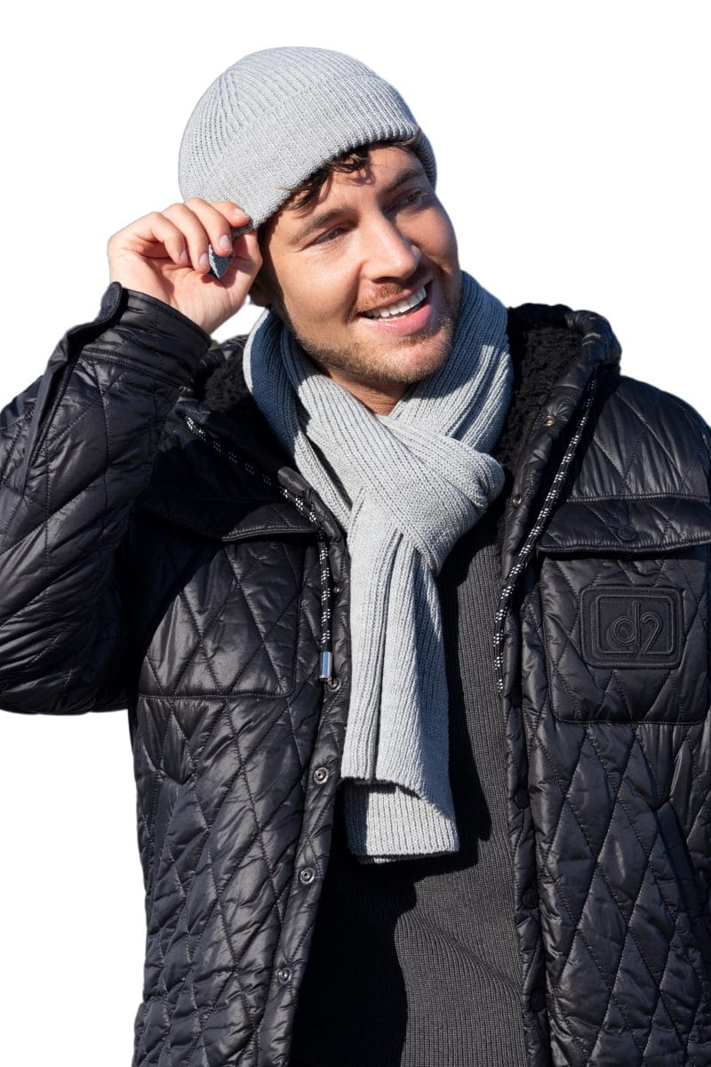 Komplety: czapka + szalik/komin, Model: Karol-Komplet, Kolor: szary, Skład materiału: 100% Akryl, Przeznaczenie: Jesień/Zima, Wymiary(długość/szerokość): 185cm/22cm (Komplety: czapka + szalik/komin, zdjęcie 2)