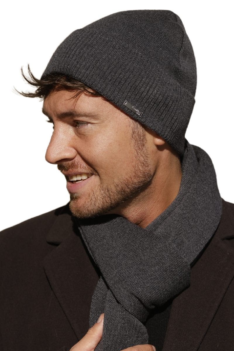 Czapka męska wełniana KAMEA LUCAS, grafitowa, lekka i oddychająca, doskonała na chłodne dni | manufacture | Spironik.pl