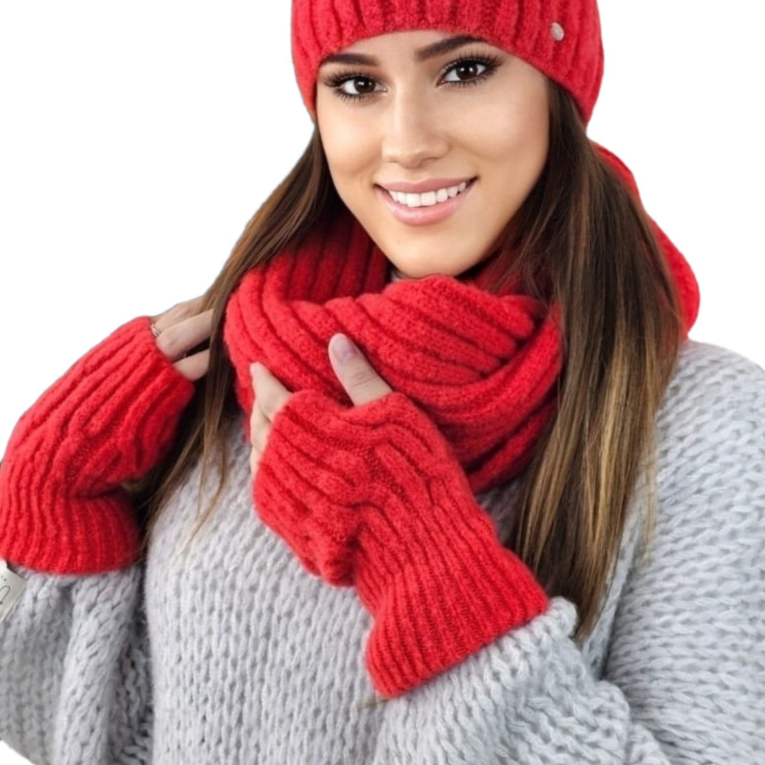 Rękawiczki, Model: Gizma-Rękawiczki, Kolor: koralowy, Skład materiału: 70% Akryl; 20% Wełna; 10% Poliamid, Przeznaczenie: Jesień/Zima, Rozmiar: Uniwersalny (Rękawiczki, zdjęcie 2)