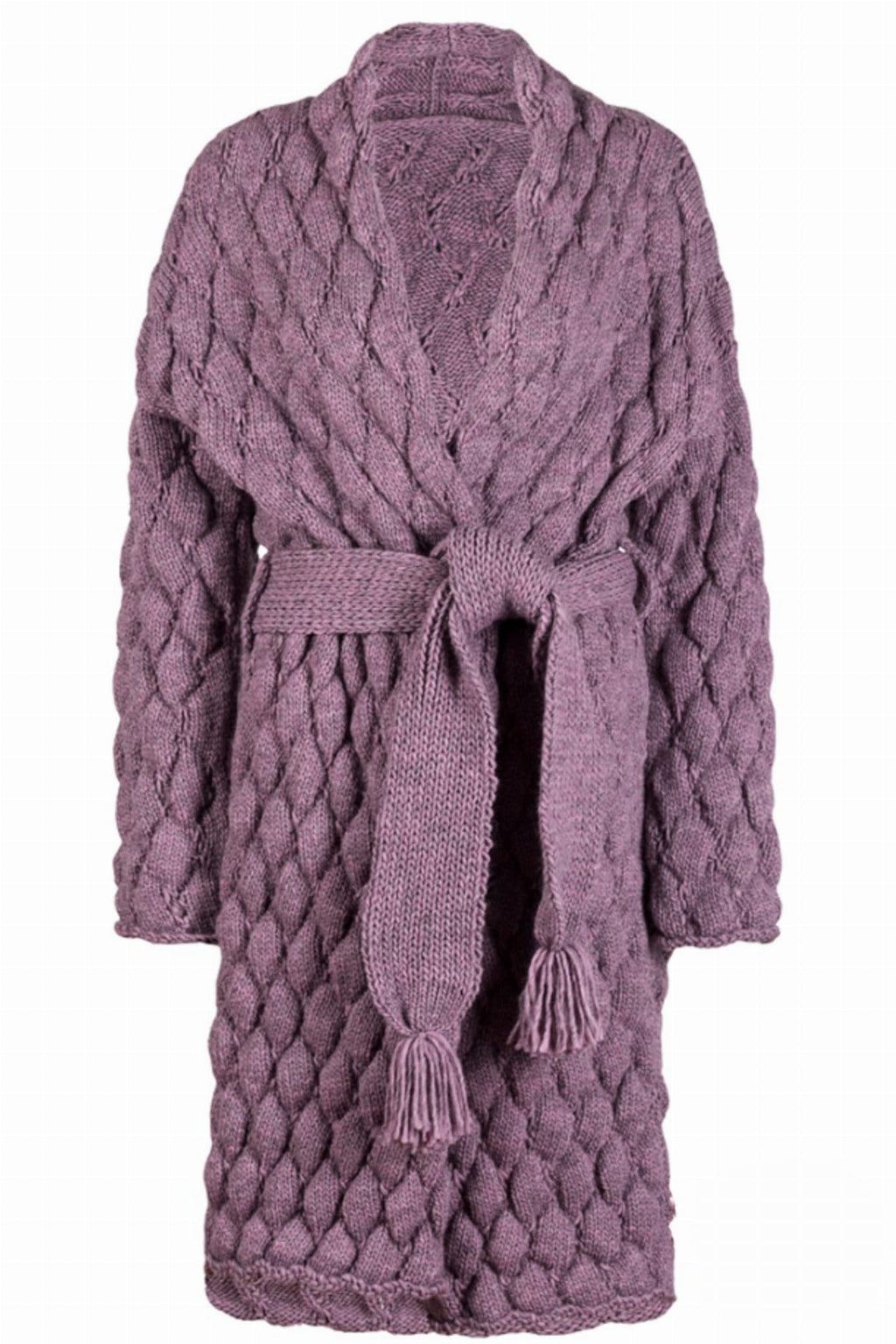 Kardigan Damski, Model: Bianka, Kolor: lila róż, Skład materiału: 58% Akryl; 30% Wełna; 10% Alpaka; 2 % Poliester, Przeznaczenie: Wielosezonowe (Kardigan Damski, zdjęcie 4)