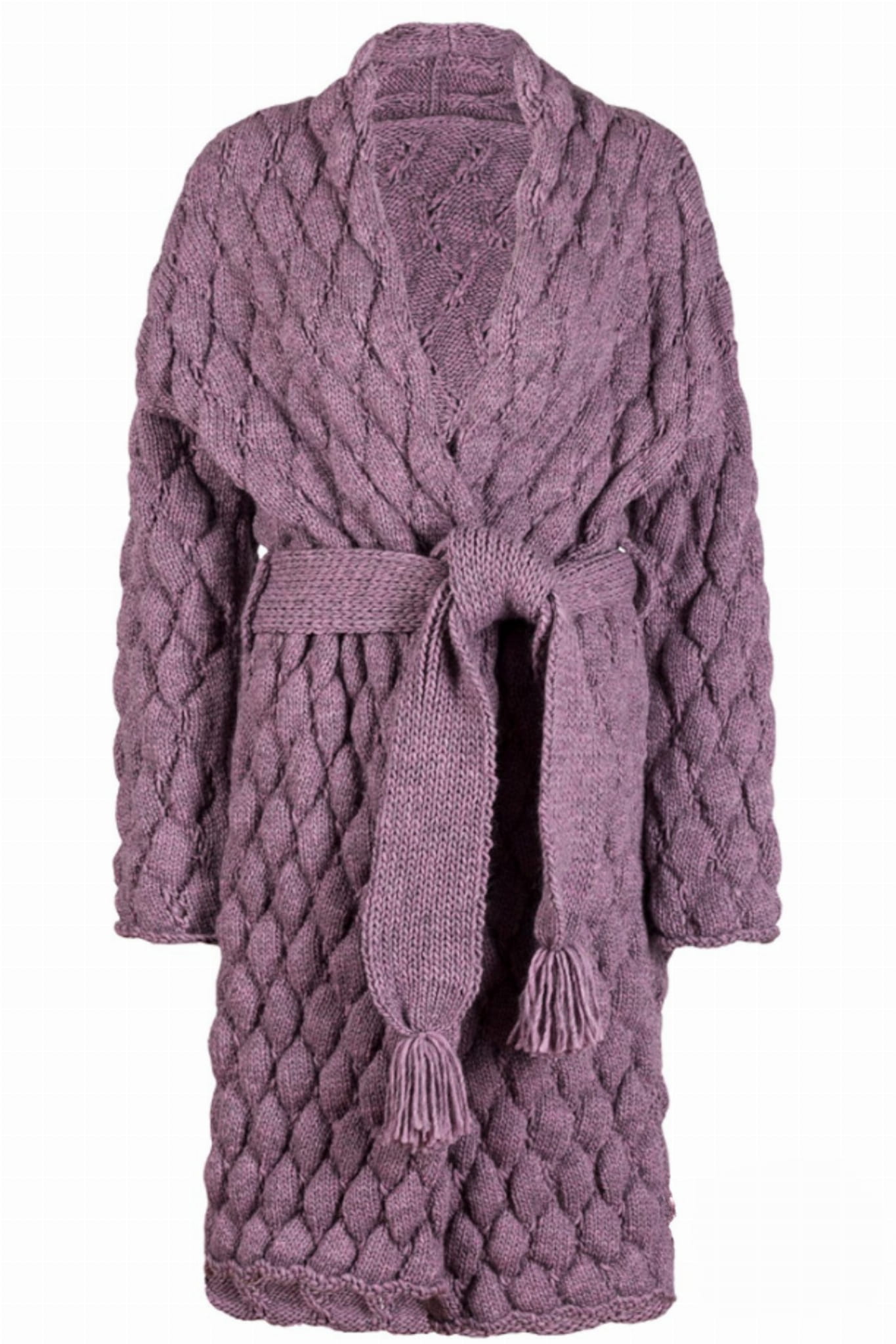 Kardigan Damski, Model: Bianka, Kolor: lila róż, Skład materiału: 58% Akryl; 30% Wełna; 10% Alpaka; 2 % Poliester, Przeznaczenie: Wielosezonowe (Kardigan Damski, zdjęcie 4)