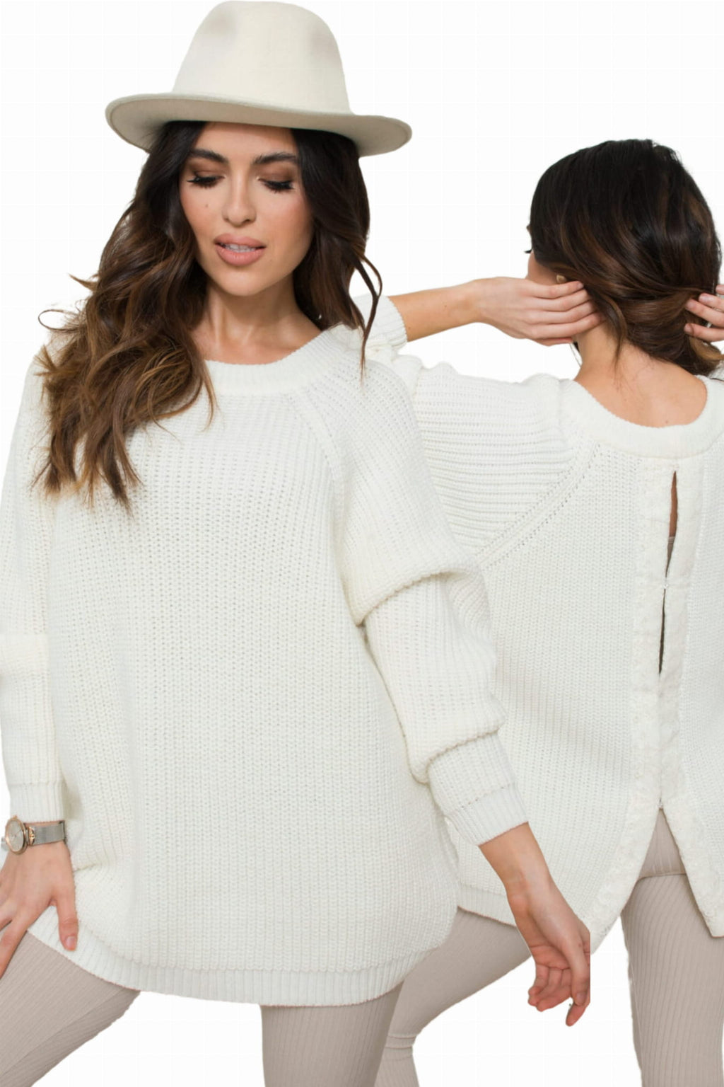 Sweter Damski, Model: Rosalia, Kolor: ekru, Skład materiału: 50% Akryl; 30% Wełna; 10% Wiskoza; 10% Alpaka, Przeznaczenie: Wielosezonowe (Sweter Damski, zdjęcie 7)