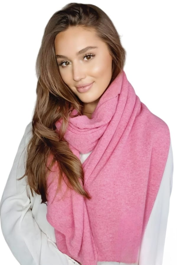 Szalik Damski, Model: Szalik-01, Kolor: różowy - melanż, Skład materiału: 80% Wełna; 20% Poliamid, Przeznaczenie: Jesień/Zima, Wymiary(długość/szerokość): 180cm/65cm