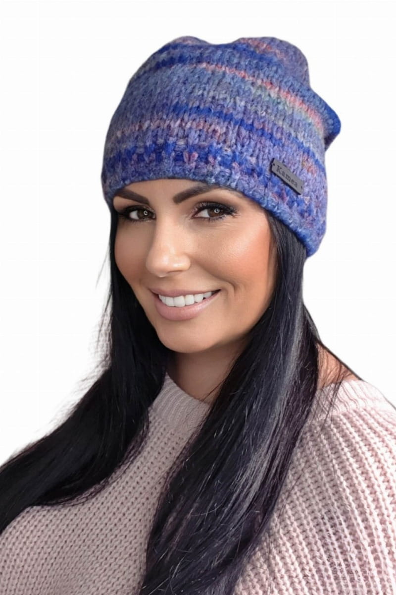 Czapka Damska, Model: Kali, Kolor: niebieski, Skład materiału: 65% Akryl; 21% Wełna; 14% Poliamid, Przeznaczenie: Jesień/Zima, Rozmiar: Uniwersalny (54-60)