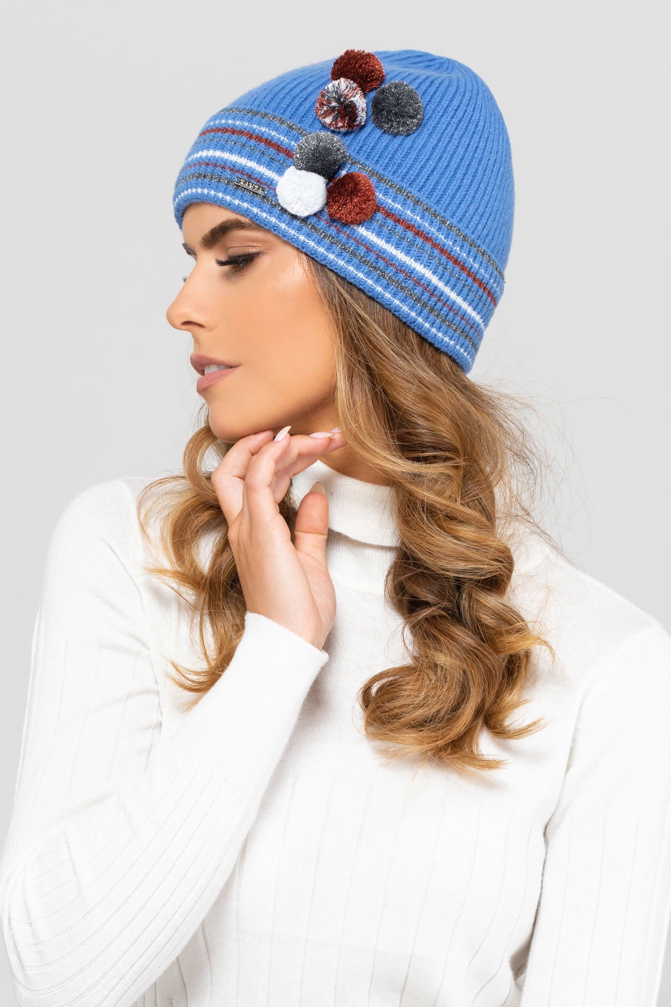 Czapka Damska, Model: Kolorado, Kolor: niebieski, Skład materiału: 80% Wełna; 20% Poliamid, Rozmiar: Uniwersalny (54-60) (Czapka Damska, zdjęcie 2)