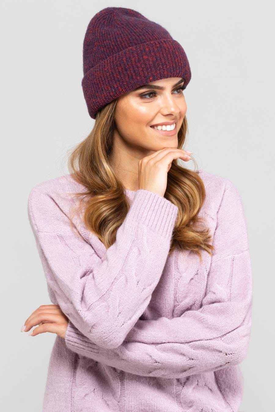 Czapki, Model: Orazio, Kolor: ceglany, Skład materiału: 32% Poliakryl; 27% Poliamid; 26% Bawełna; 14% Wełna; 1% Elastan, Przeznaczenie: Jesień/Zima, Rozmiar: Uniwersalny (54-60) (Czapki, zdjęcie 4)