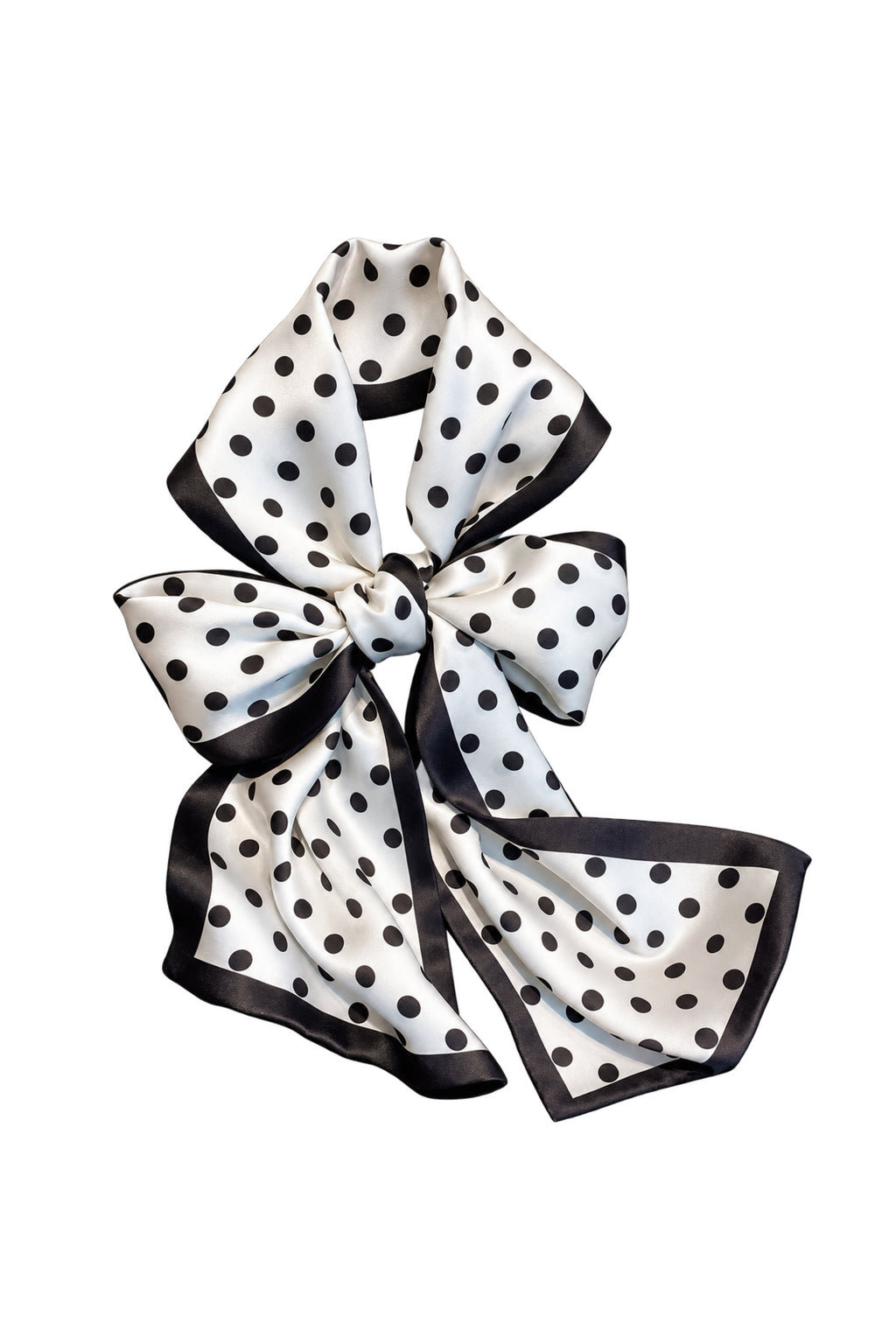 VIVIENNE - jedwabna apaszka biało-czarna w grochy KAMEA