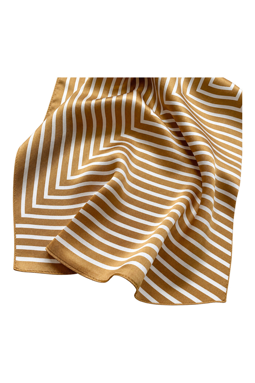 Orbita - kremowo-złota jedwabna apaszka damska we wzory geometryczne 70 × 70 cm KAMEA