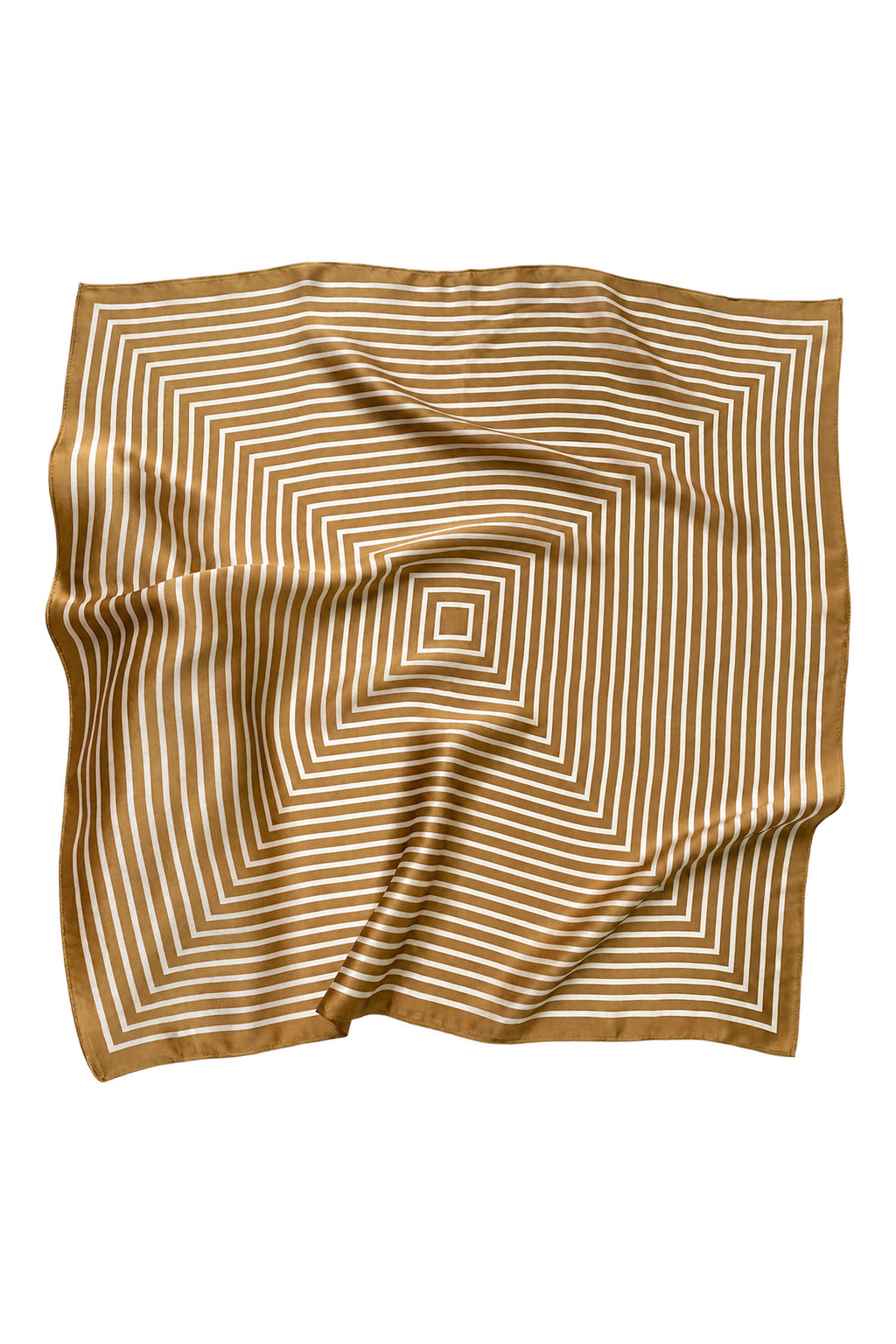 Orbita - kremowo-złota jedwabna apaszka damska we wzory geometryczne 70 × 70 cm KAMEA