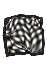 POLKA - czarno-kremowa jedwabna apaszka damska w grochy 70 × 70 cm KAMEA