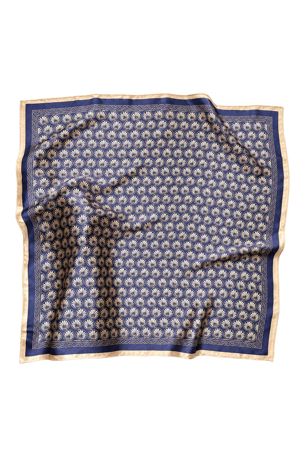 MAREA - granatowo-złota jedwabna apaszka damska 70 × 70 cm KAMEA
