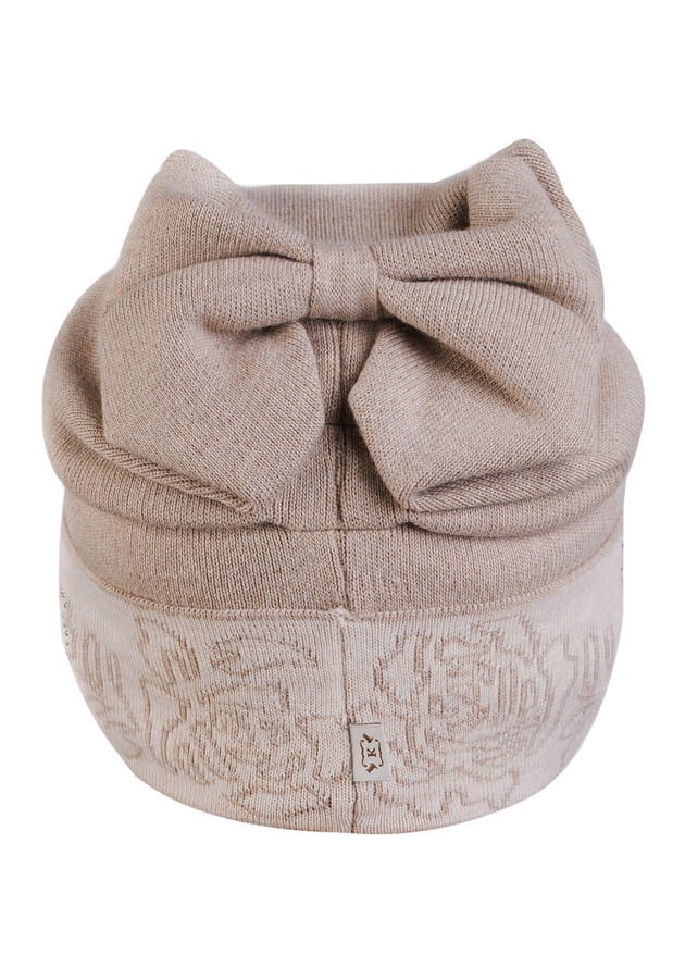 Czapka Damska, Model: Liliana_Kokarda, Kolor: ciemny beżowy, Skład materiału: 55% Akryl; 30% Wełna; 15% Poliamid, Rozmiar: Uniwersalny (54-60) (Czapka Damska, zdjęcie 6)