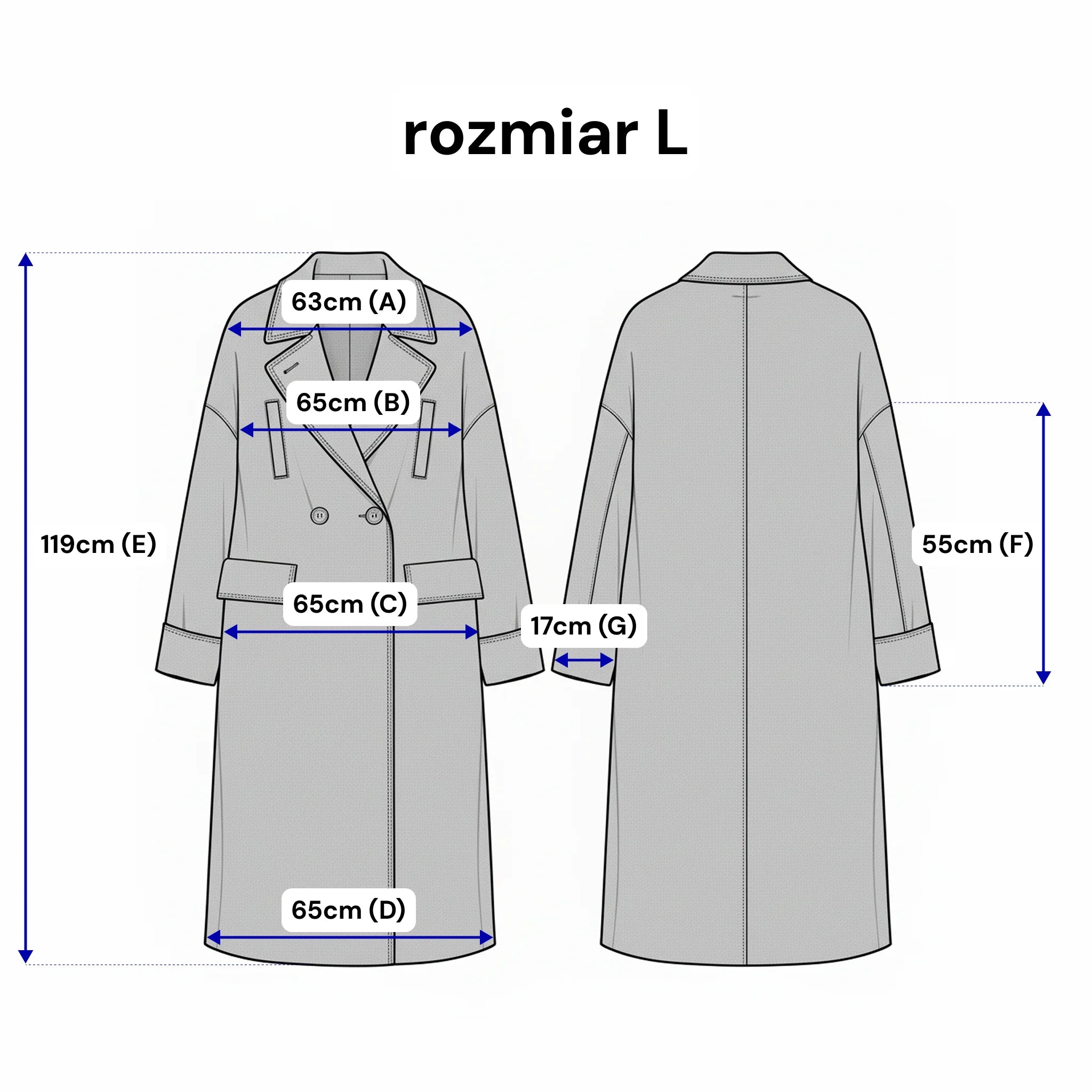 Długi płaszcz z flauszu. Kolor Czarny