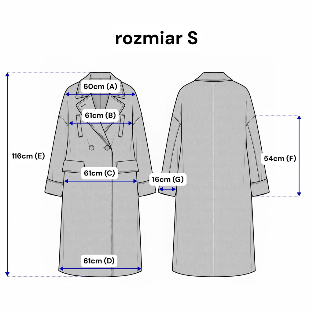 Długi płaszcz z flauszu. Kolor Jasny beż