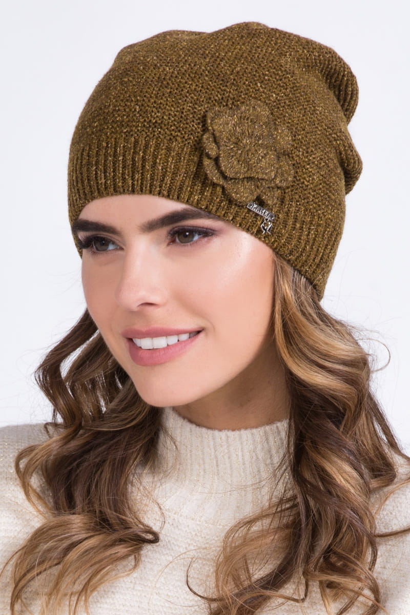 Čepice, Model: Jovita, Barva: khaki, Složení materiálu: 45% Akryl; 37% Vlna Merino; 18% Hedvábí, Velikost: Univerzální (54-60) (Čepice, fotografie 2)
