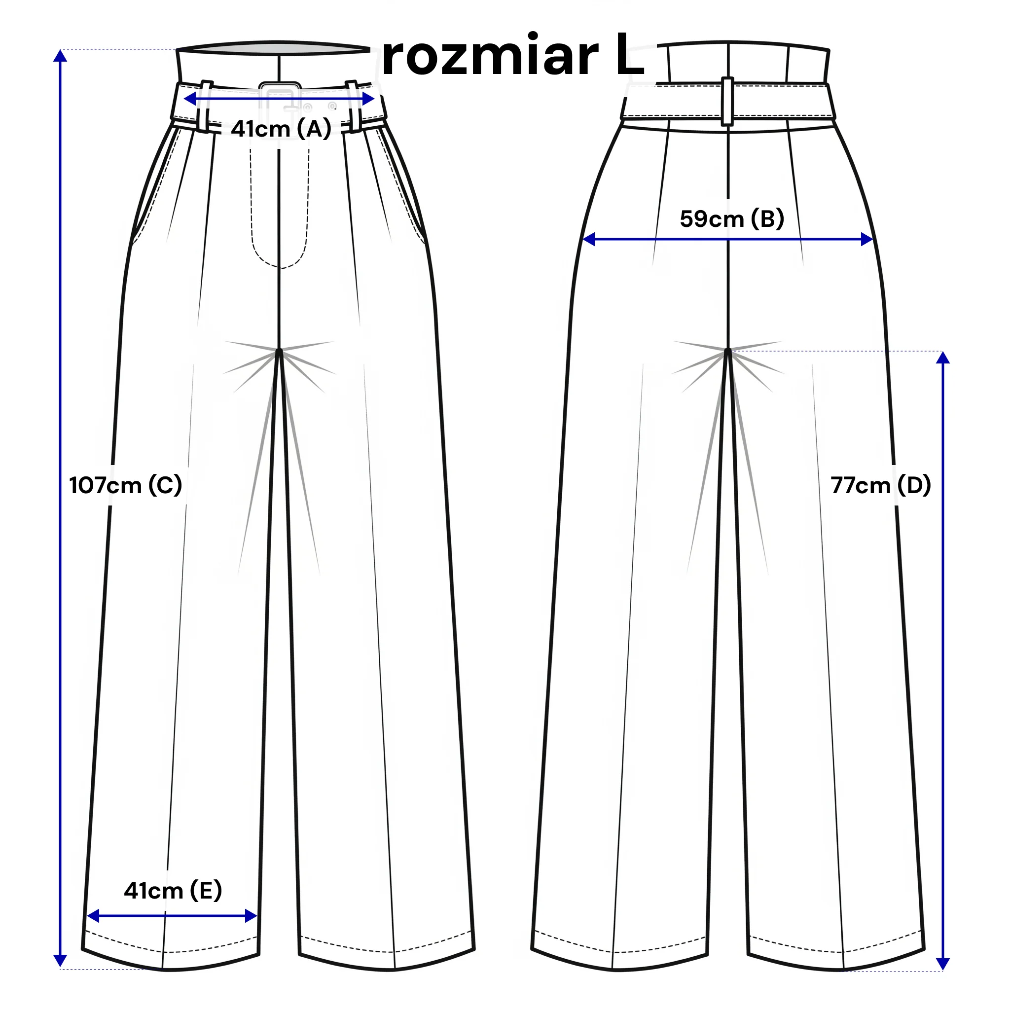 Damenhose mit Ziergürtel und weitem Bein. Farbe: Hellbeige
