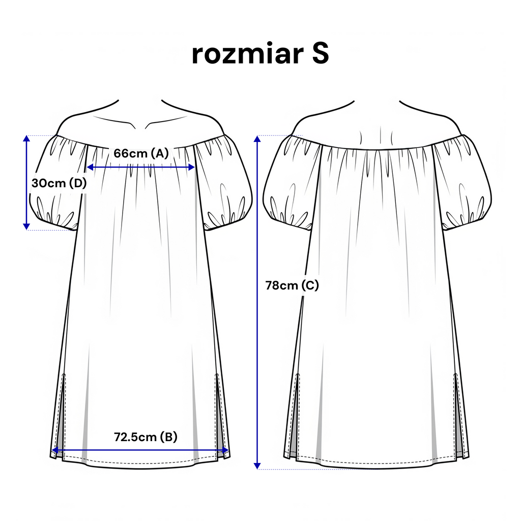 Sukienka z dekoltem hiszpańskim, eksponująca ramiona i szyję | Bastet | Spironik.pl