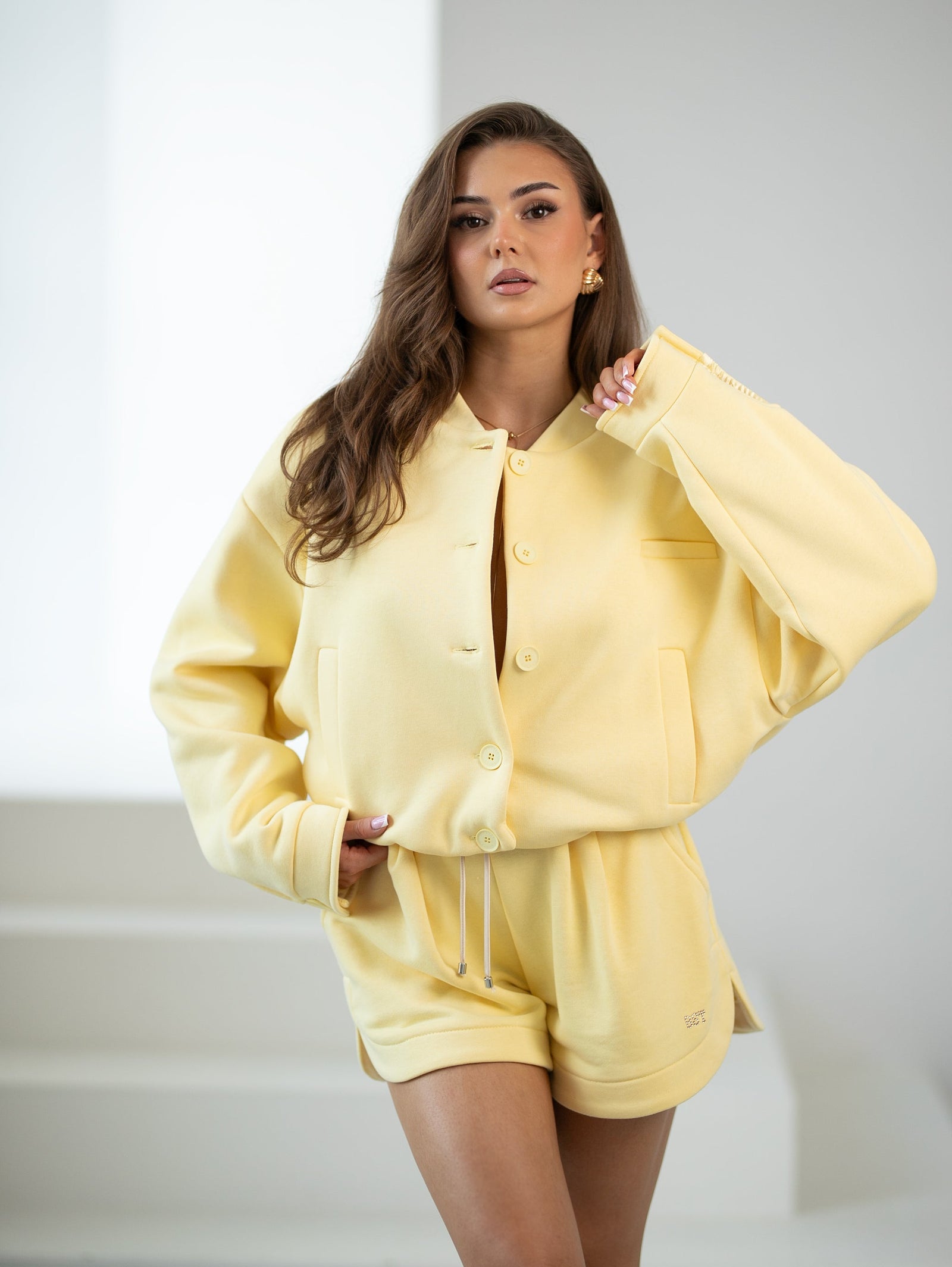Sweat bomber jacket with logo yellow — fashionable spring summer 2026 colors | Spironik.pl
