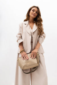 Elegante Damenjacke mit Revers. Farbe: Dunkelbeige