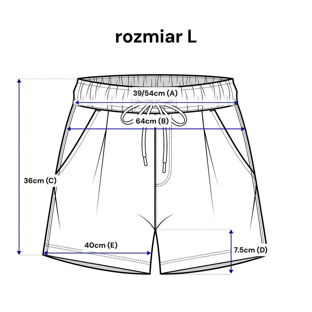 Kurze Jogginghose mit Falten – elastischer Bund und dekorativer Kordelzug. Farbe: Ecru (rosa Schriftzug).