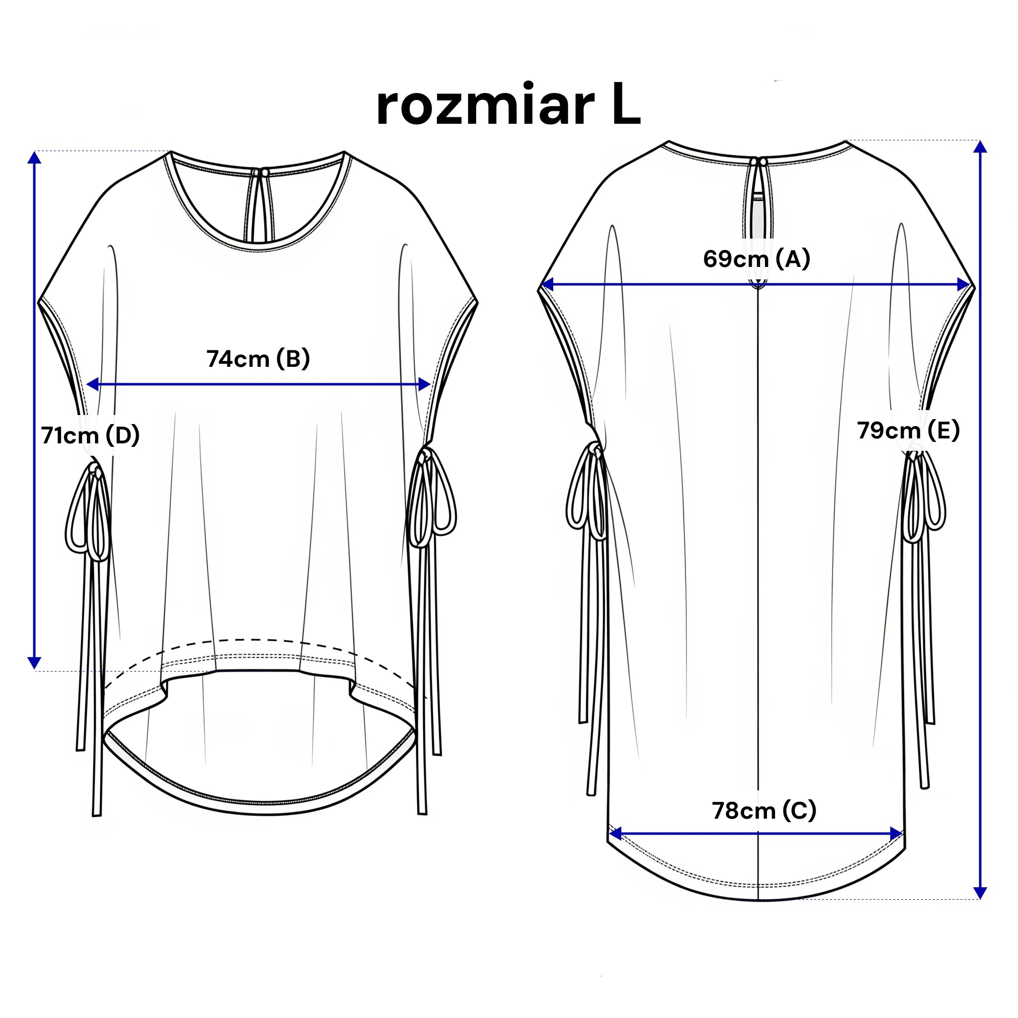 Asymetryczna bluzka oversize z wiązaniami - luźny krój i dekoracyjne detale. Kolor Biały