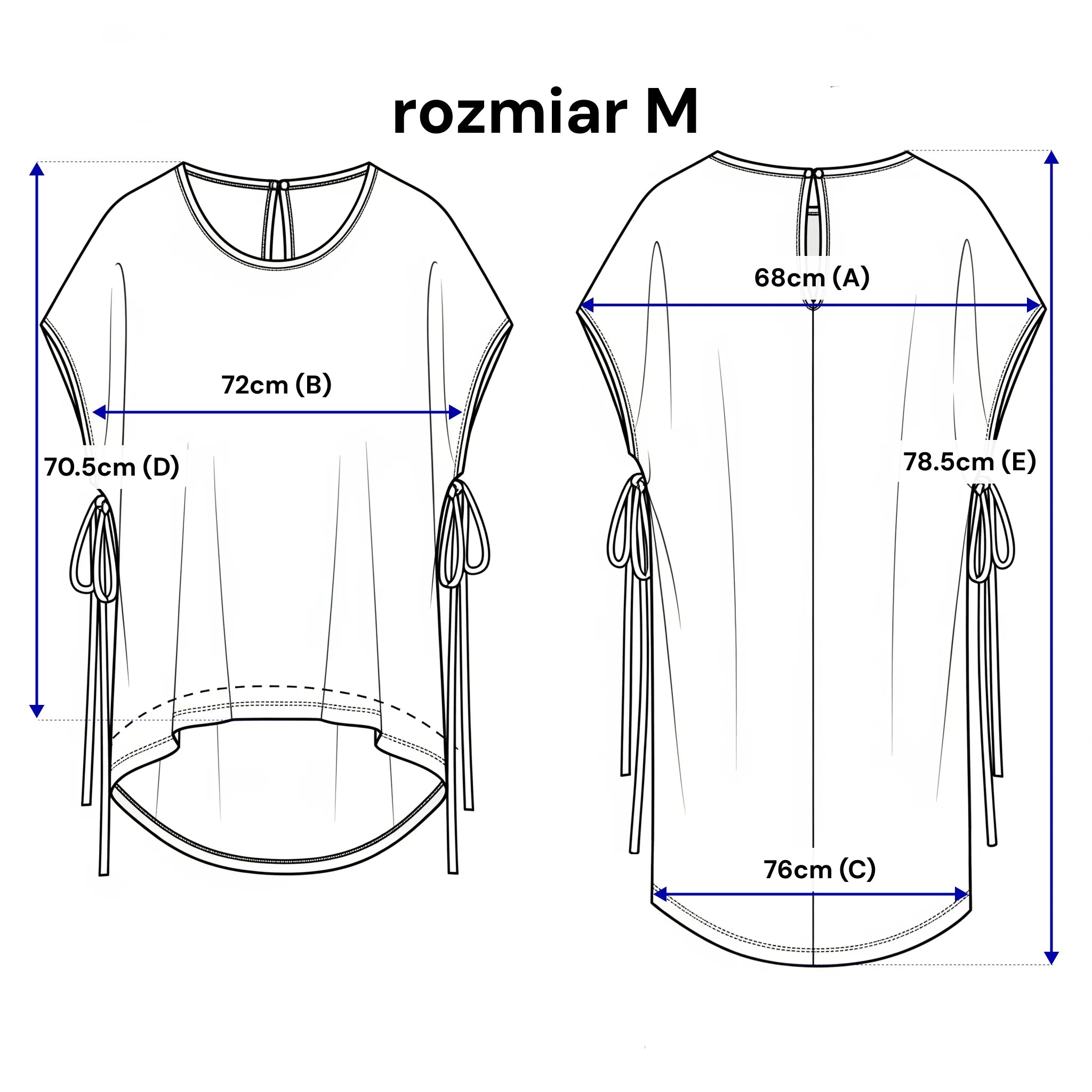 Asymetryczna bluzka oversize z wiązaniami - luźny krój i dekoracyjne detale. Kolor Biały