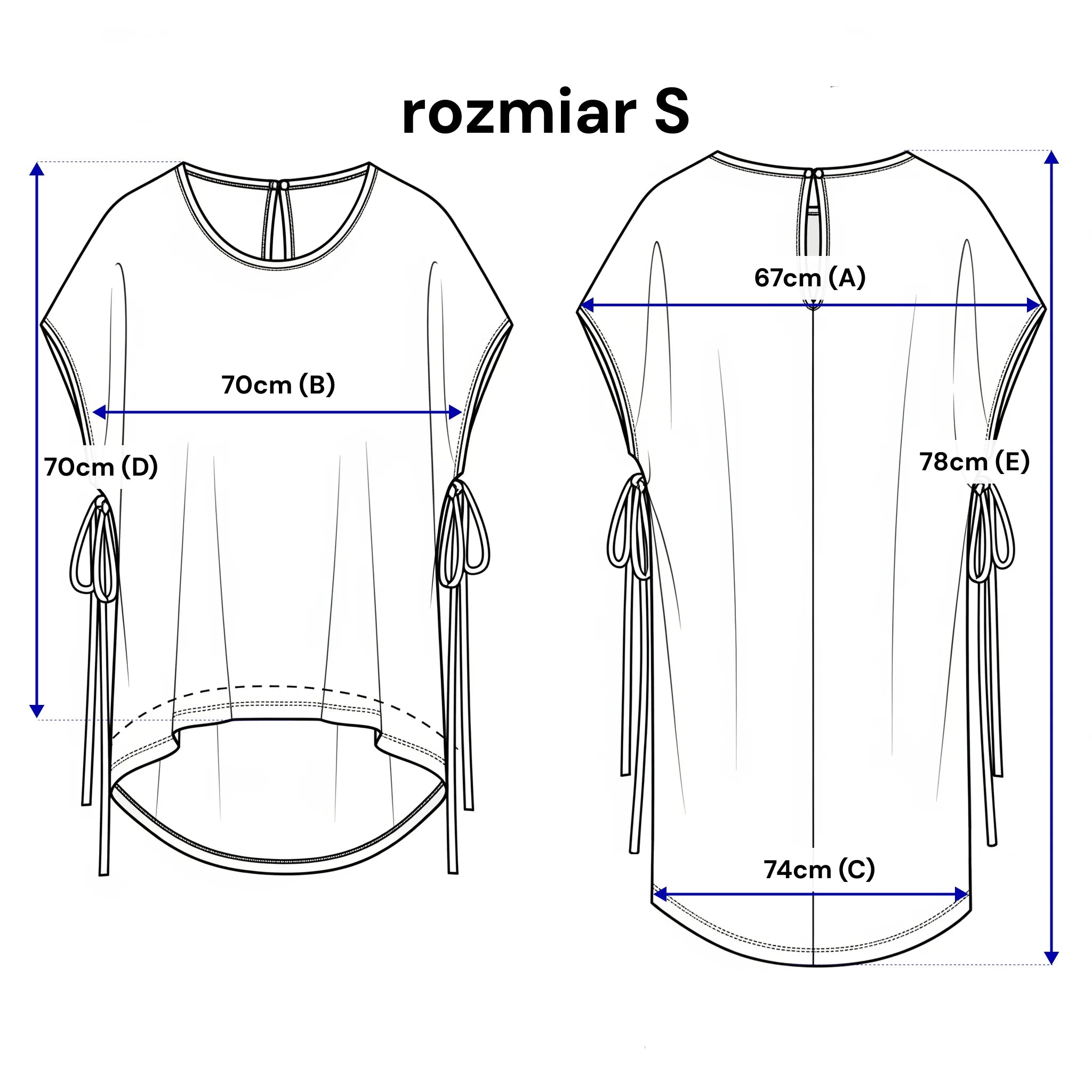 Asymetryczna bluzka oversize z wiązaniami - luźny krój i dekoracyjne detale. Kolor Biały